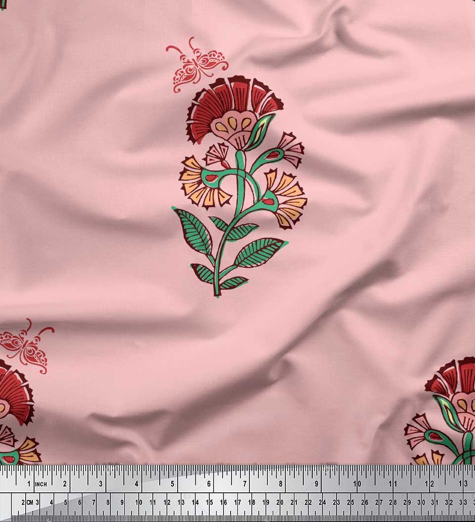 

Soimoi Blue Japan Crepe Satin Fabric Insect|Leaves & Floral Block Print Fabric by Yard 42 Inch 42 Inch Wide - Poly Crepe помаранчевий