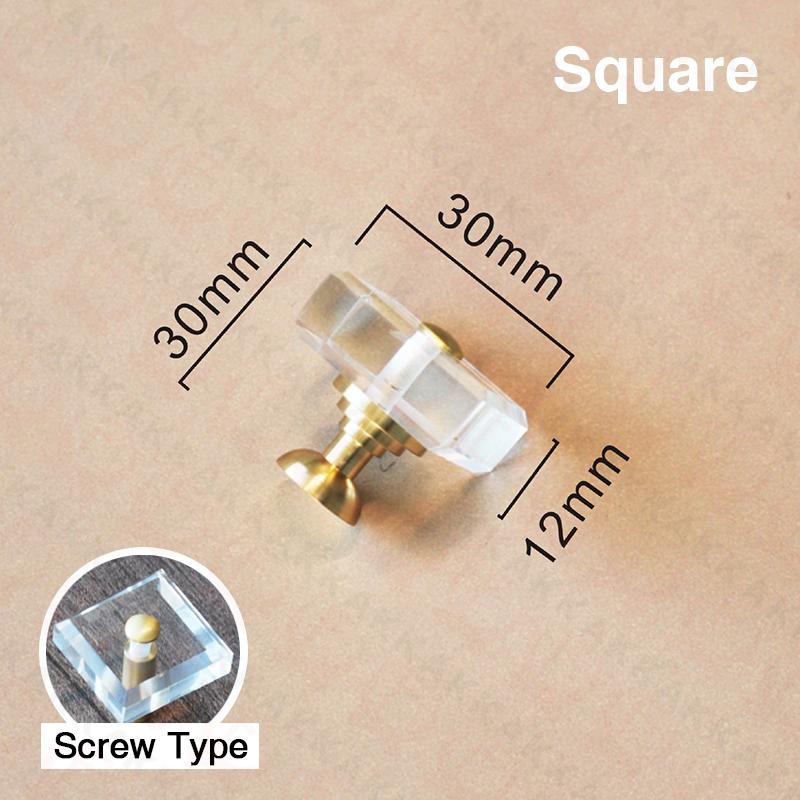 KAK 30mm Crystal Cabinet Knobs and Handle Brass Copper Kitchen Handle Square Cupboard Door Pulls Furniture Knobs Door Hardware