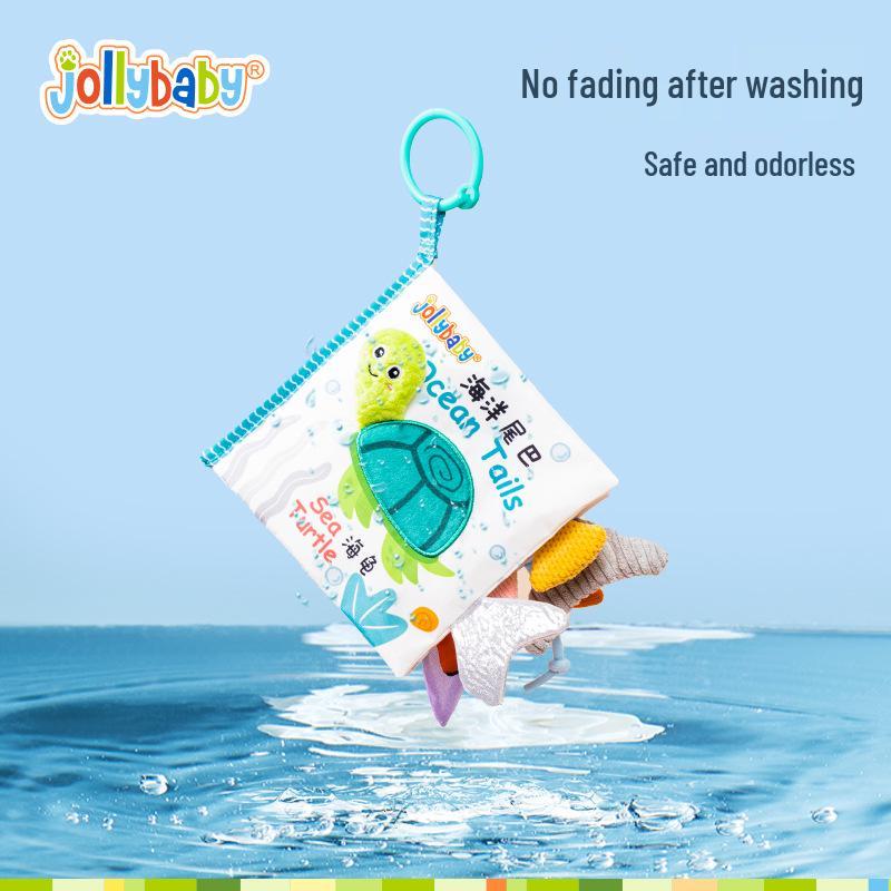 Jollybaby 3D Animal Tail Cloth Book for Infants: Tear-Resistant Early Education Toy 0-1 Year