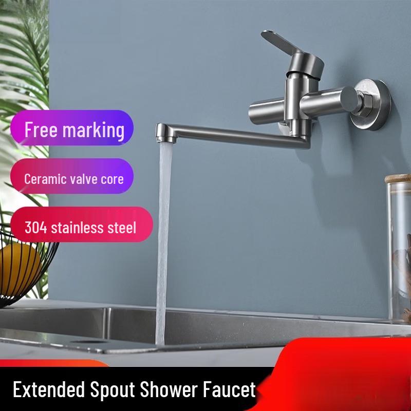 

304 SS Wall-Mounted Rotating Bathtub & Shower Faucet