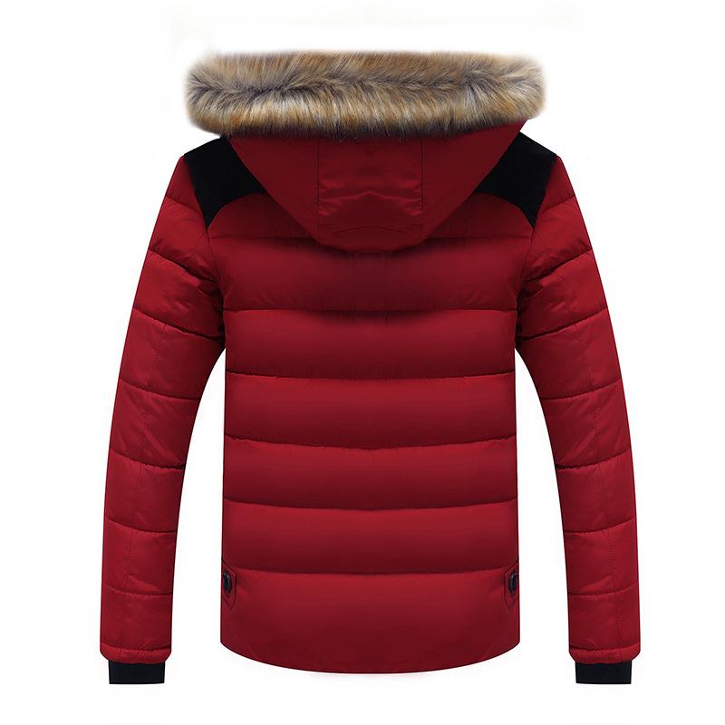 Men's Winter Thick Hooded Jacket with Fur Collar - Warm, Loose, Casual Outdoor Top