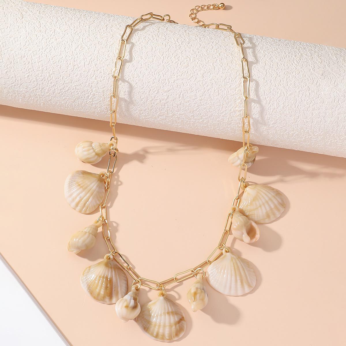 

Women s Starfish & Shell Clavicle Chain: Simple, Versatile Beach Pendant Necklace