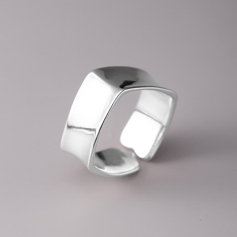 925 Silber Quadratische Glatte Oberfläche Ringe Für Frauen Hochzeit Vintage Hohe Qualität Schmuck Zubehör Schmuck Geld 925