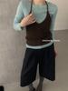 Korean-Style Ribbed Halter Knit Vest for Women - Petite Autumn Layering Top