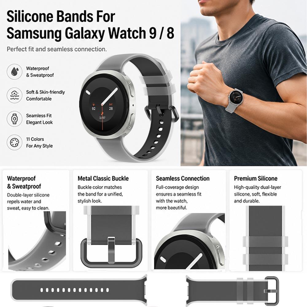 Cinturino Originale in Silicone per Samsung Galaxy Watch 9 40mm/44mm Cinturini per Samsung Galaxy Watch 8 Classic 40mm 44mm Braccialetto