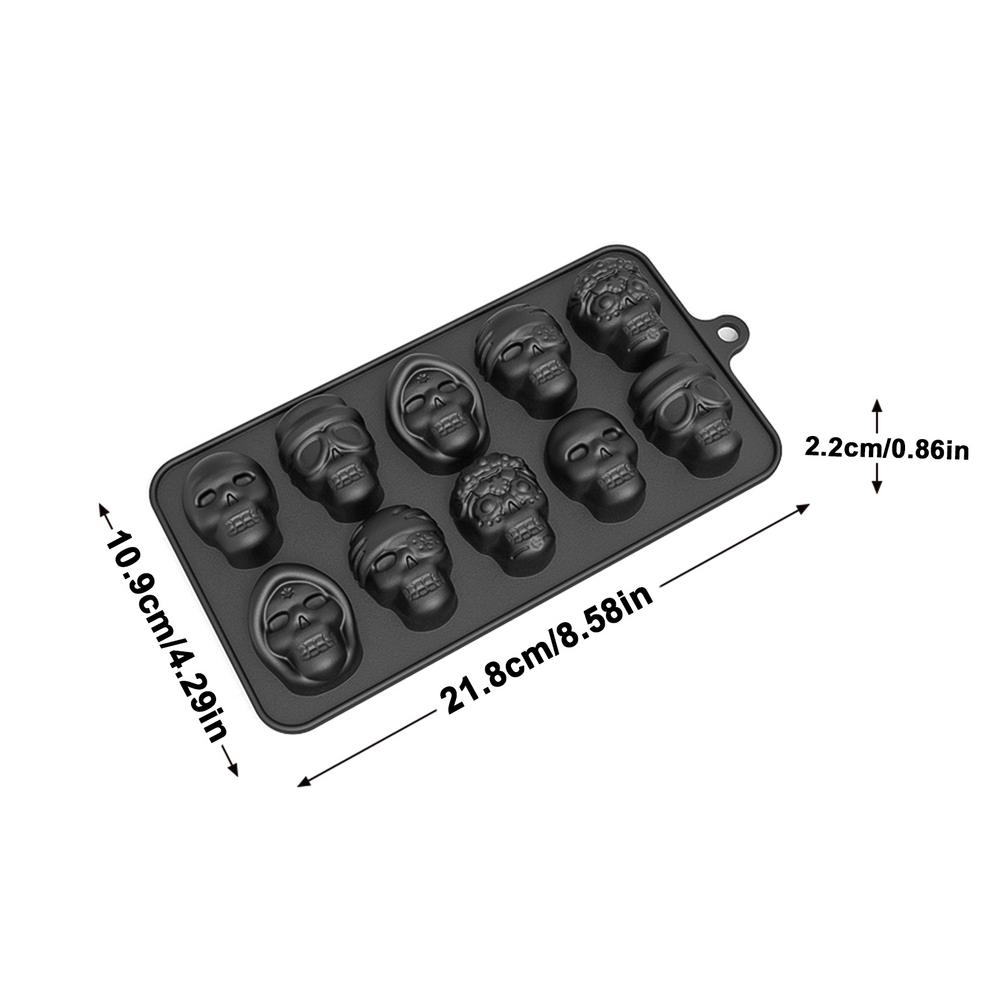 Skull Cookie Mold 10-cavity Halloween Silicone Cake Molds Halloween Kitchen Baking Pan For Cookie Pudding Chocolate Pastry