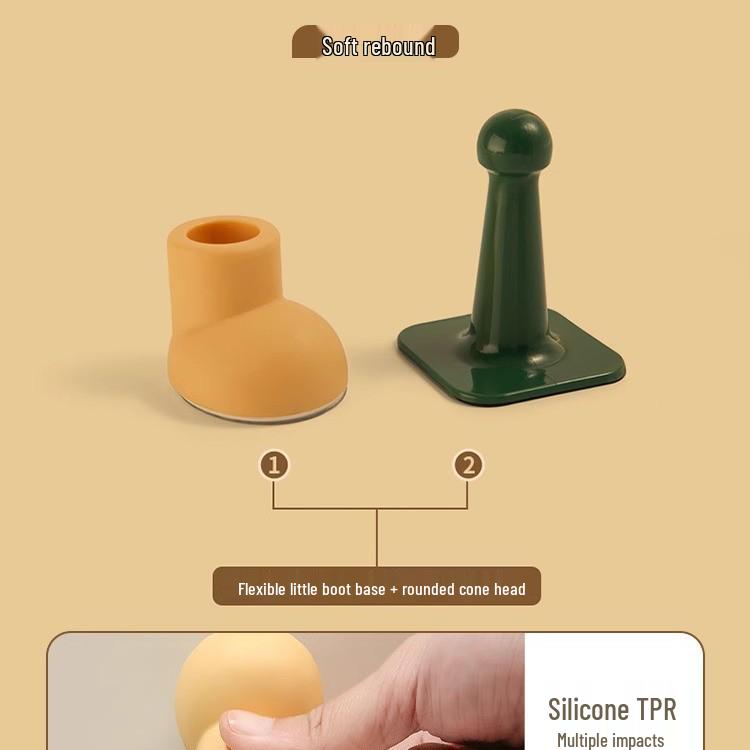 Silicone Anti-Collision Door Wedge with Round-Head Magnet, No-Drill Silent Door Stopper for Bathroom