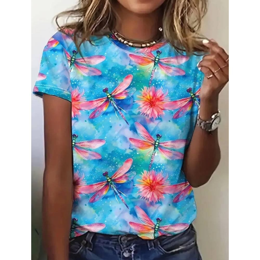 

Милые женские футболки с принтом животных, цветные топы с коротким рукавом, цветная уличная одежда с 3D-принтом, летняя вентилируемая одежда больших размеров XL