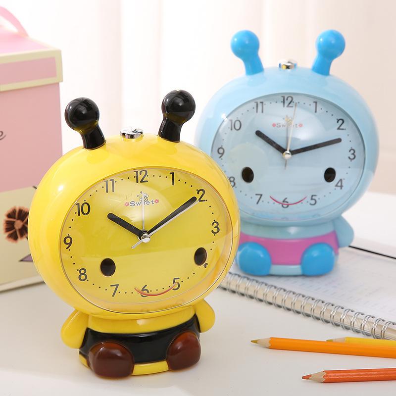 Cute cartoon multi-function creative alarm clock silent bedside bedroom student can speak children's luminous alarm clock