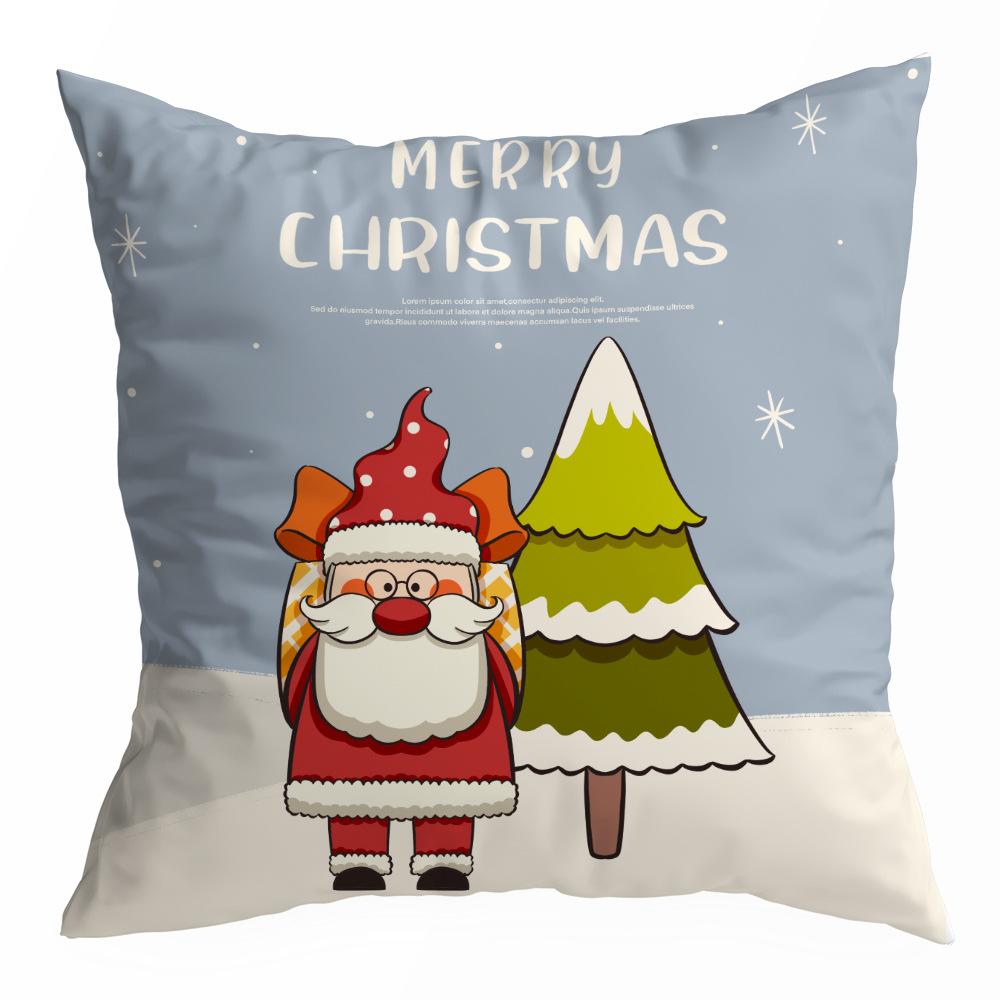 Christmas Pillowcase Cartoon Santa Claus Home Sofa Car Cushion Printed Pillowcase