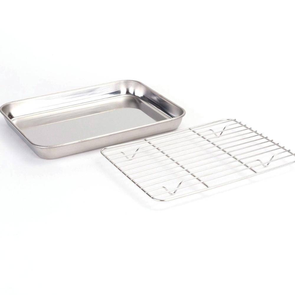 Steel Kitchen Grill Draining Oil Barbecue Sheet Cooling Grid Rack Baking Tray Pan BBQ Plate