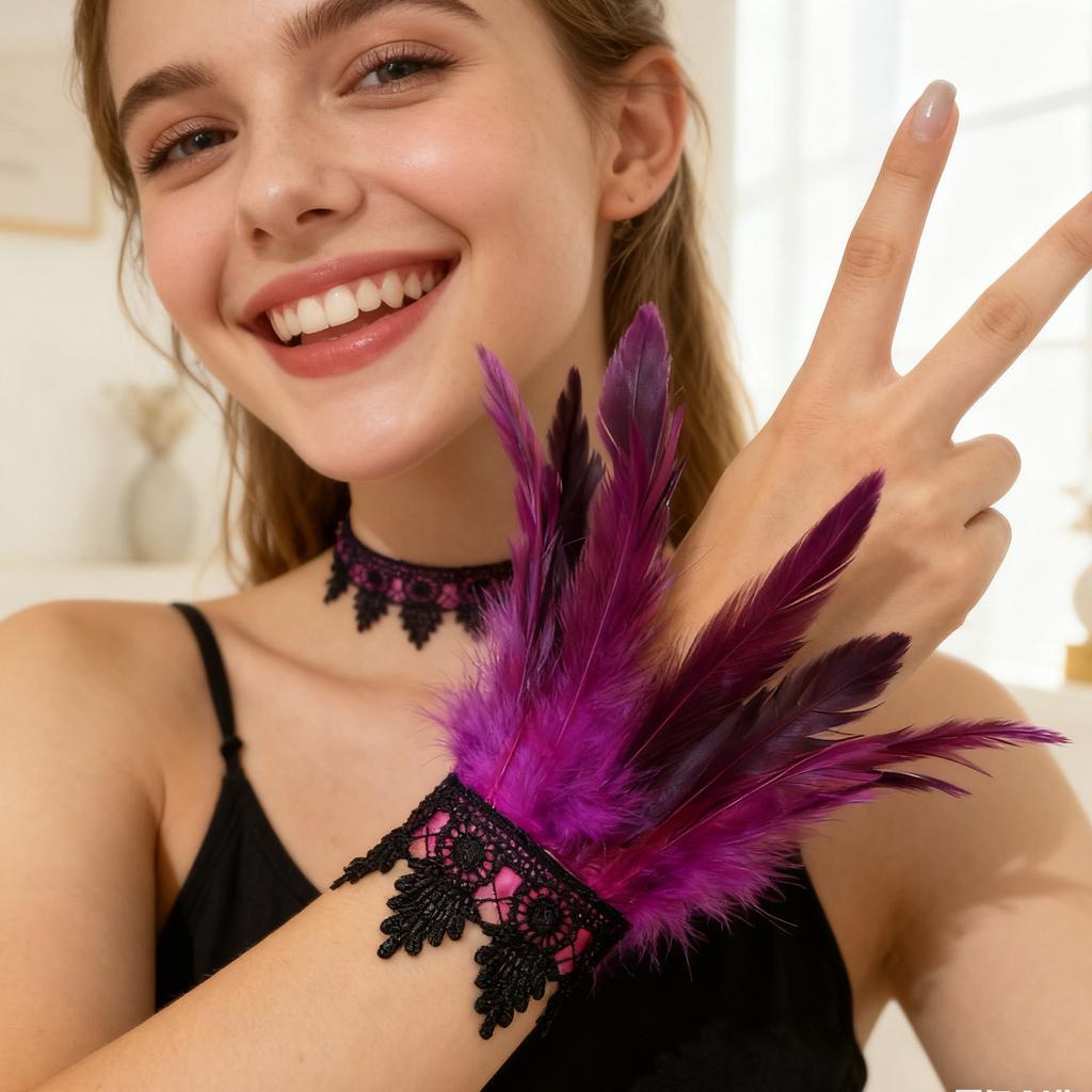 Women's Feather Wristbands, Colorful Feather Armbands, Costume Accessories For Carnival, Parties, And Stage Performances