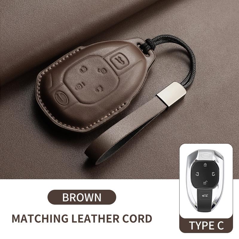 Leather Car Remote Key Case Cover for GAC Trumpchi GS3 GS4 GS5 GM8 GA3 GA4 GA6 SGS7 Empow J11 J12 J13 Car Key Fob Shell Keychain