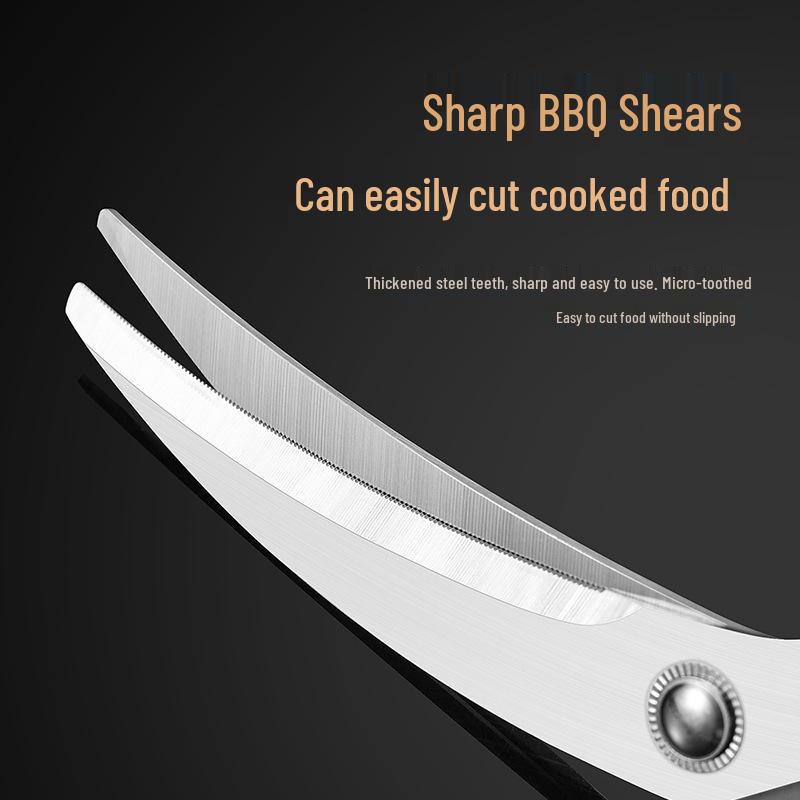 Korean-Style 304 Stainless Steel Multi-functional Kitchen Shears for Chicken, Vegetables, and BBQ.