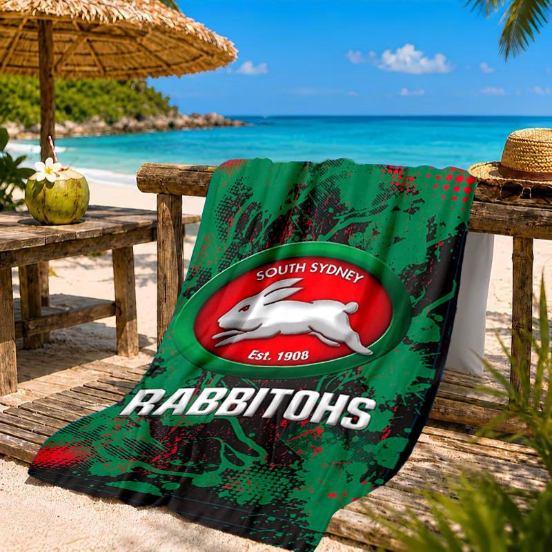 Nrl Rabbit Artwork Design Beach Towel, Quick-drying, Easy to Care for, Suitable for Both Fitness and Beach Vacations,Sports Essential