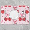 Girls Red Cherry Placemats Set of 4,Cute Bowknot Fruit Cherry Table Place Mats,Kids Girls,Princess Dreamy Placemat