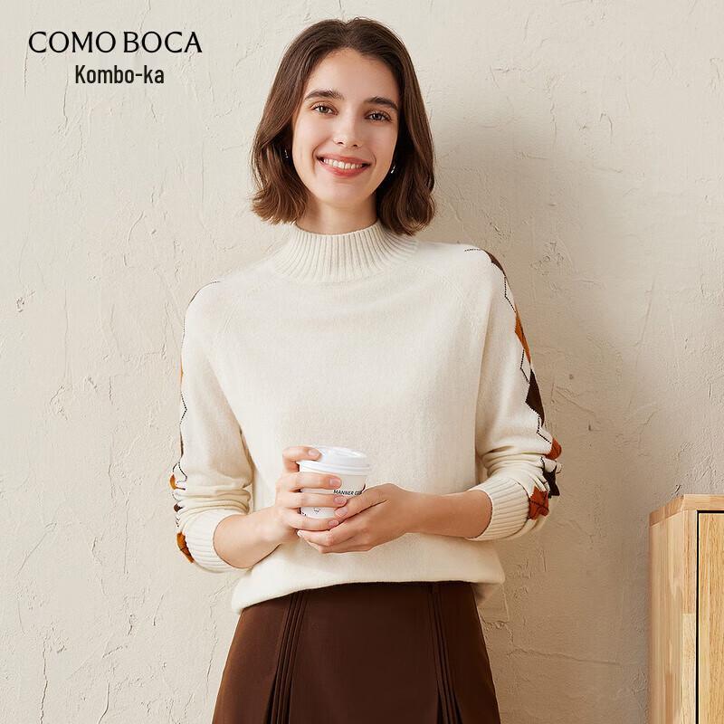 

Komengboka Women s Rhombus Pure Cashmere Mock Neck Sweater 2XL