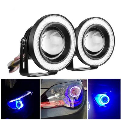 2* Blue Halo Ring Angel  LED Projector Lamps  For Driving DRL Lights Fog Lights