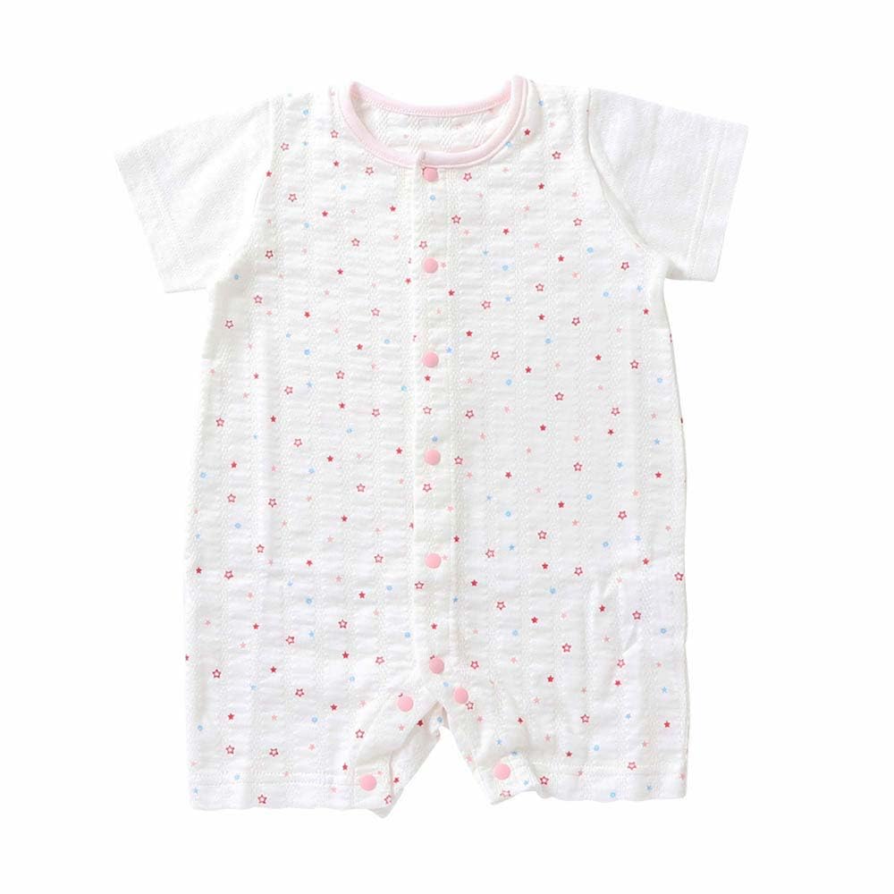 

Cream de Coco Made in Jersey Cotton Striped Jacquard Star Baby Size Spring/Summer Coverall, Japan, Pattern, Clothes, Newborn, 25-43102 (Red, 70cm)