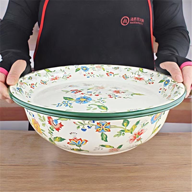 YAHOO Speciale Set Bacinelle Smaltate Thi per Uso Domestico Bacinella per Lavare Verdure Bacinella per Ripieno Ravioli rotonda ape Utensili da Cucina Fatti a Mano