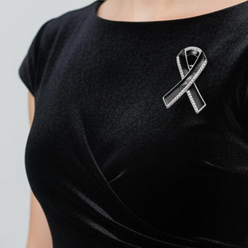 Elegancka Czarna Wstążka Stopowa Broszka Pin Na Formalne Wydarzenie Codzienne Stroje I Akcesoria Ozdoba Na Pierś Biżuteria
