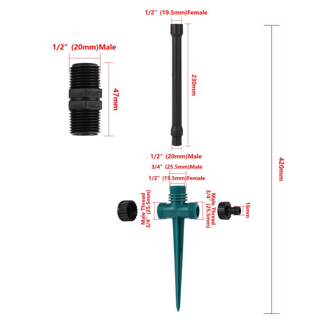 15 Types Garden Sprinkler Head Bracket 1/2" 3/4" Threaded Ground Inserted Nozzle Holder Lawn Irrigation Sprinkler Extension Rod