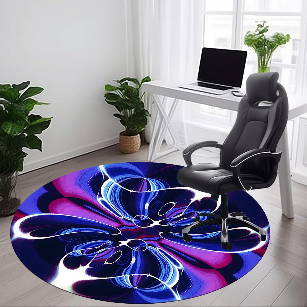 1PC Abstract Artwork Office Round Rug, Non slip, Soft and Durable Office Rug for Interior Decoration, Perfect for Office