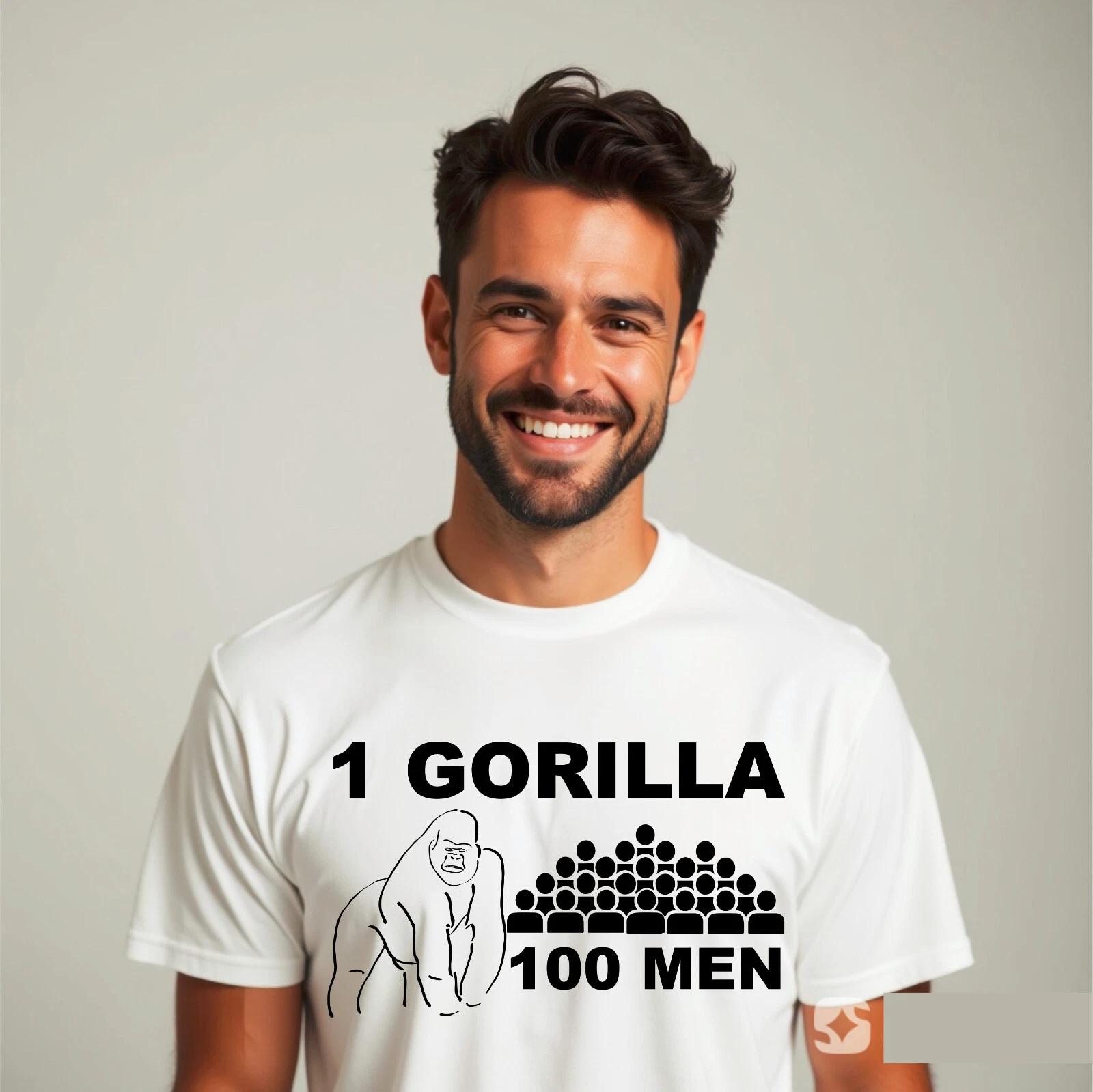 Head Of Gorilla Men s T-Shirt, 1 Gorilla Power 100 Mens Unisex Gift Tee Top XL