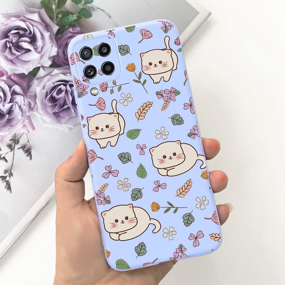 Custodia per Telefono Samsung Galaxy M22 Samsung M22 F22 SM-M225F E225F Gatto Carino Cartone Animato Colore Caramella Silicone Morbido Copertura Posteriore