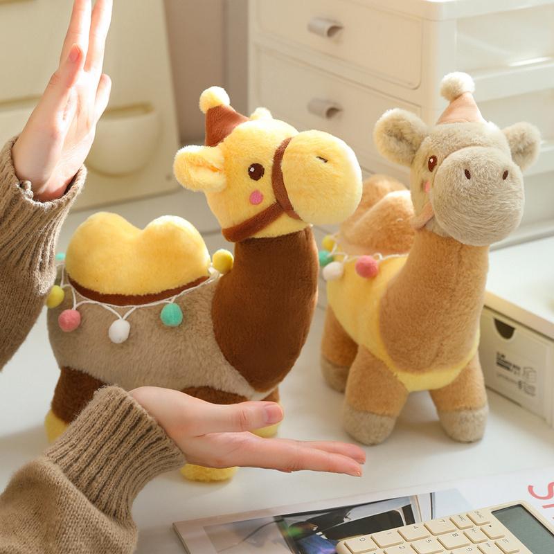 Cartoon Cute Camel Plush Toy Decorative Bag Charm Soft Cuddly Stuffed Animal Bactrian Camel Plushies Girl Boy Present