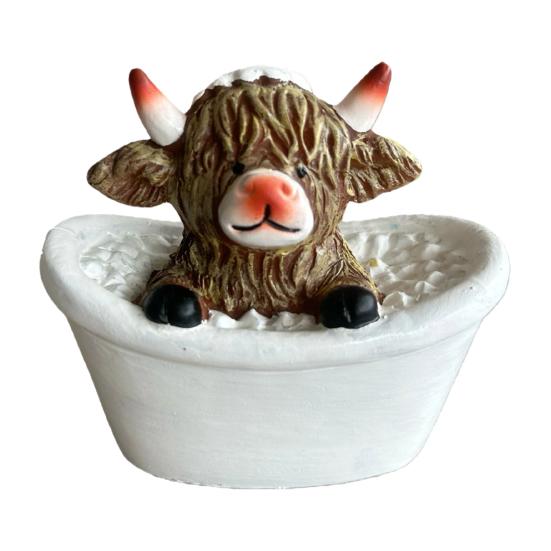 1/3Pcs Bathroom Highland Cow Figurine Bathing Reading Book Toilet Paper Highland Cattle Resin Statue Sculpture Decoration Ornament Calf Lovers Gifts