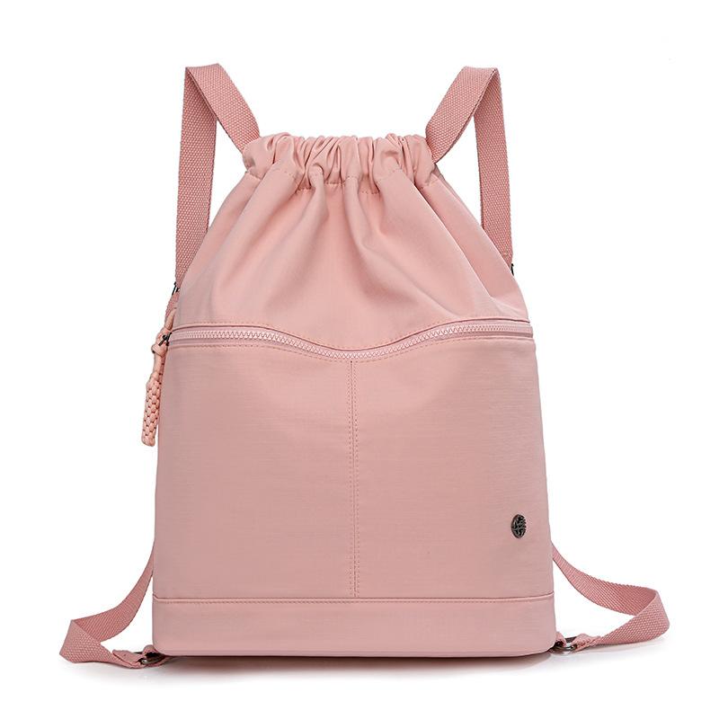 Lightweight Drawstring Pocket Solid Color Sports Backpack Women's Large Capacity Fitness Drawstring Backpack