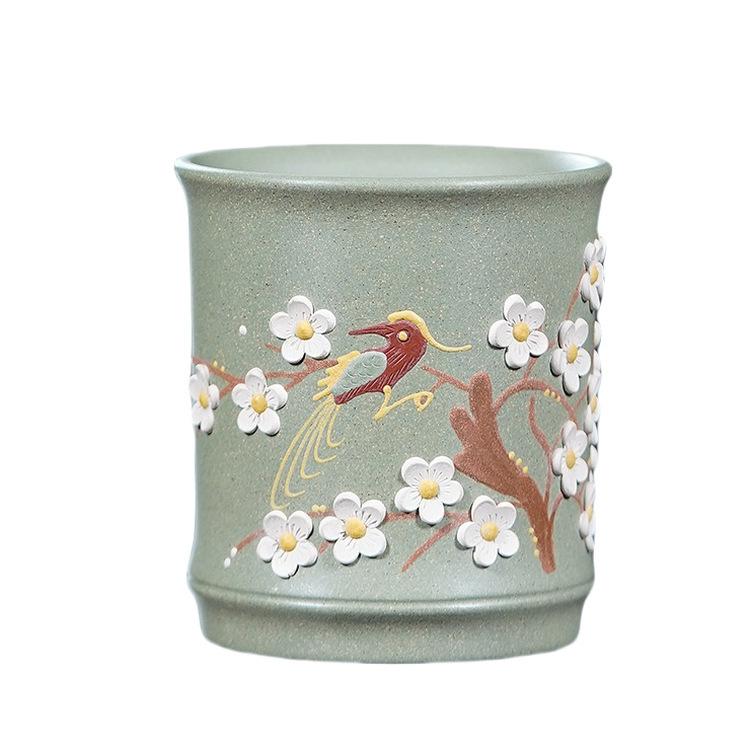 

150ml Yixing Zisha Flowers And Birds Teacup Zen Tea Bowl Mug Tea-tasting Fragrance Cup Chazhan Master Cups For Tea Decoration