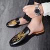Summer Embroidery Half Shoes For Men Dress Shoes Mules Man Slides Leather Casual Shoes Party Loafers Slippers Flats Sandals 2025