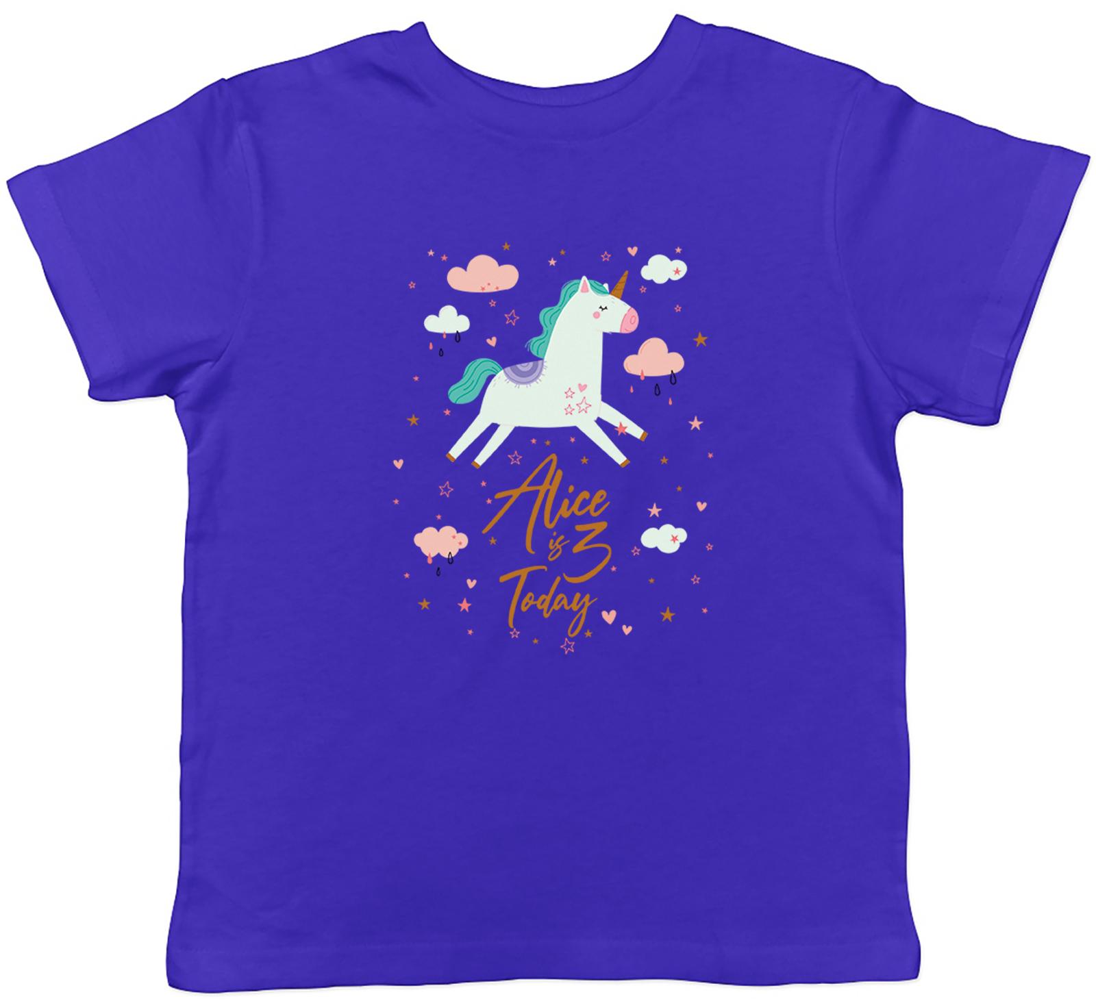 Personalised Unicorn Birthday Kids T-Shirt Name & Age Childrens Girls Gift 120