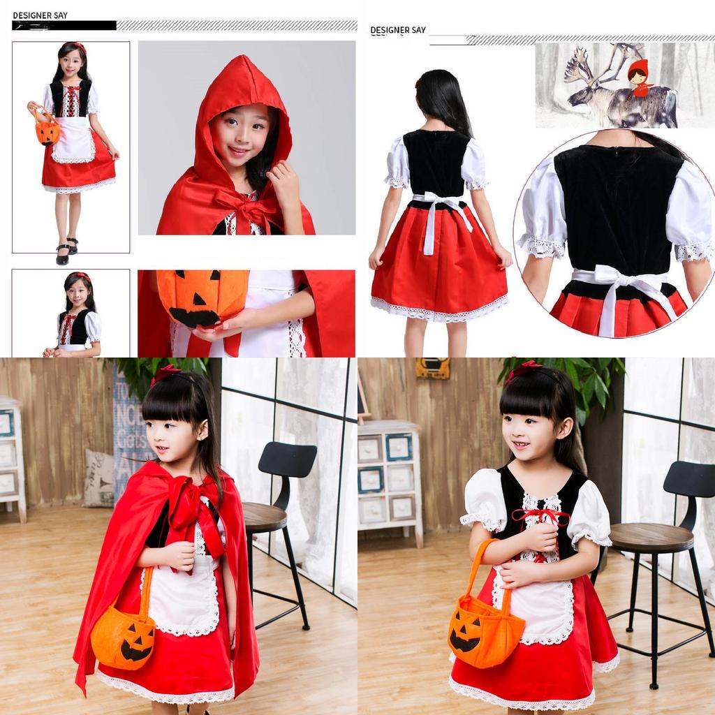 Adorable Little Red Riding Hood Costume For Girls Halloween Cosplay Party