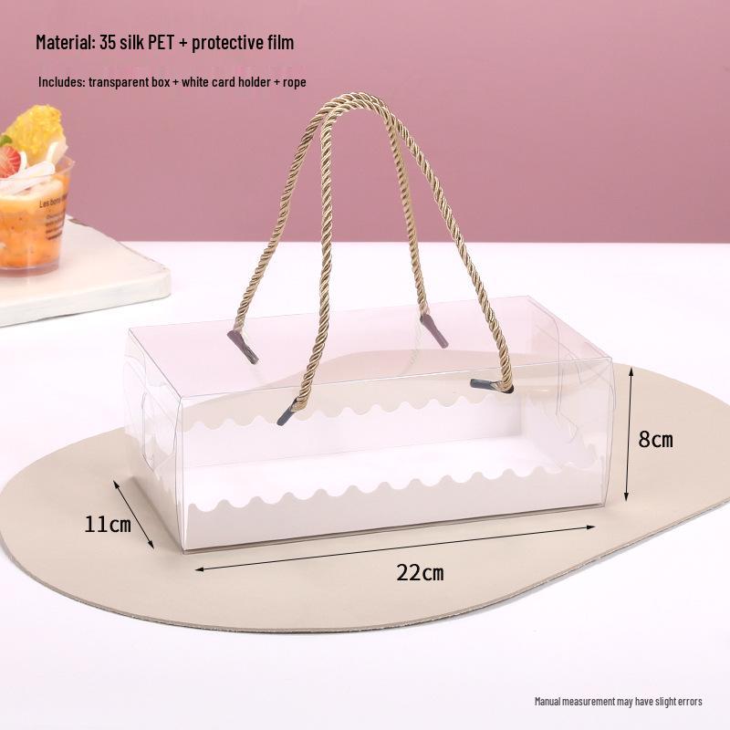 Transparent PET Swiss Roll Cake Box with Handle