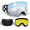 Ski Goggles with Two OTG Magnetic Interchangeable Dual Helmet for Night and Cloudy Weather Storage Case Included All-Weather Lenses, Compatible,