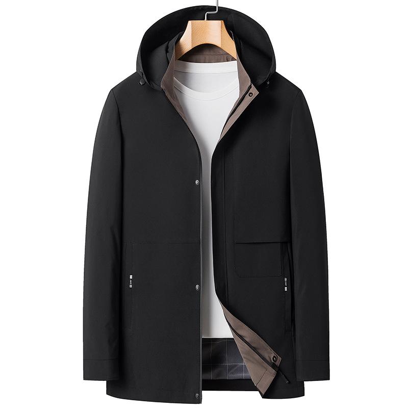 Lente en Herfst Middellange Windjack met Capuchon Herenjas Jeugd Trendy Casual Jas