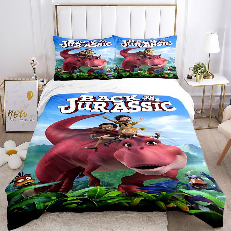 Back Jurassic Print 3Pcs Bedding Set,Duvet Cover with 2 Bedro,Pillowcase Home Birthday Gift