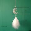 Personality Moon Wind Chimes Feather Hanging Ornaments Creative Hollow-out Bedroom Decor Pendant Room Decoration Accessories