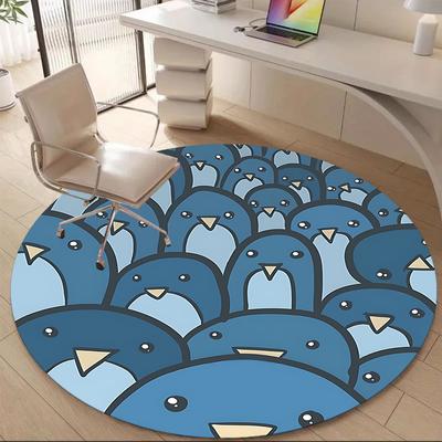 1pc Penguin Pattern Office Round Area Rug, Indoor Mat Suitable ForOffice, Under Office Chairs Bedroom Living Room Home Decor, Room Deco, N64