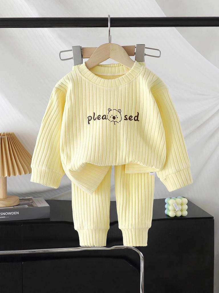 Children's Autumn & Winter Warm Home Set: Infant Clothes & Trousers for Boys & Girls