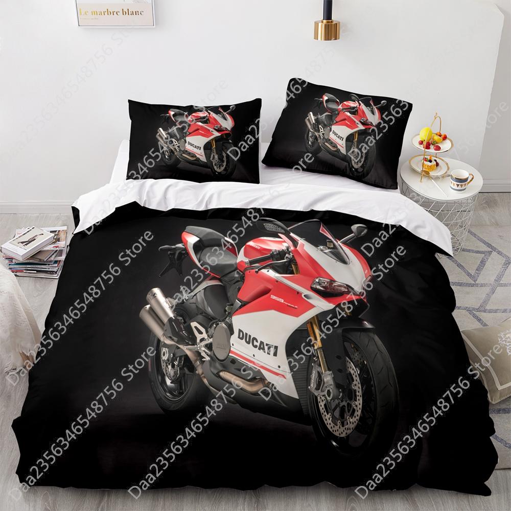 Comforter New Motorcycle Bedding Set Single Twin Full Queen King Size Motorcycle Bed Set Aldult Kid Bedroom Duvet Sets 3D Anime 038