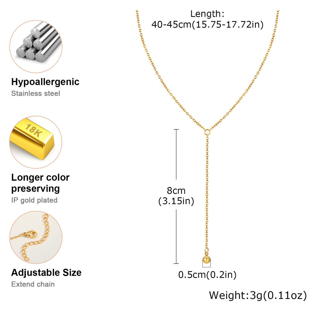 Stainless Steel Y Shape Jewelry Chain Woman Necklace Minimalist Personal Gold Color Fashion Jewelry for Girlfriend Mother's Day