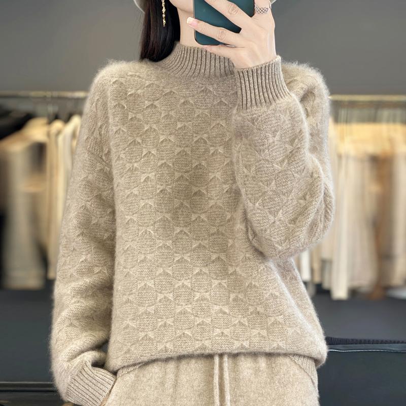 Women Sweater 100% Wool MODERN NEW SAGA Turtleneck Knit Pullover Thick Winter Jumpers Female Knit Tops