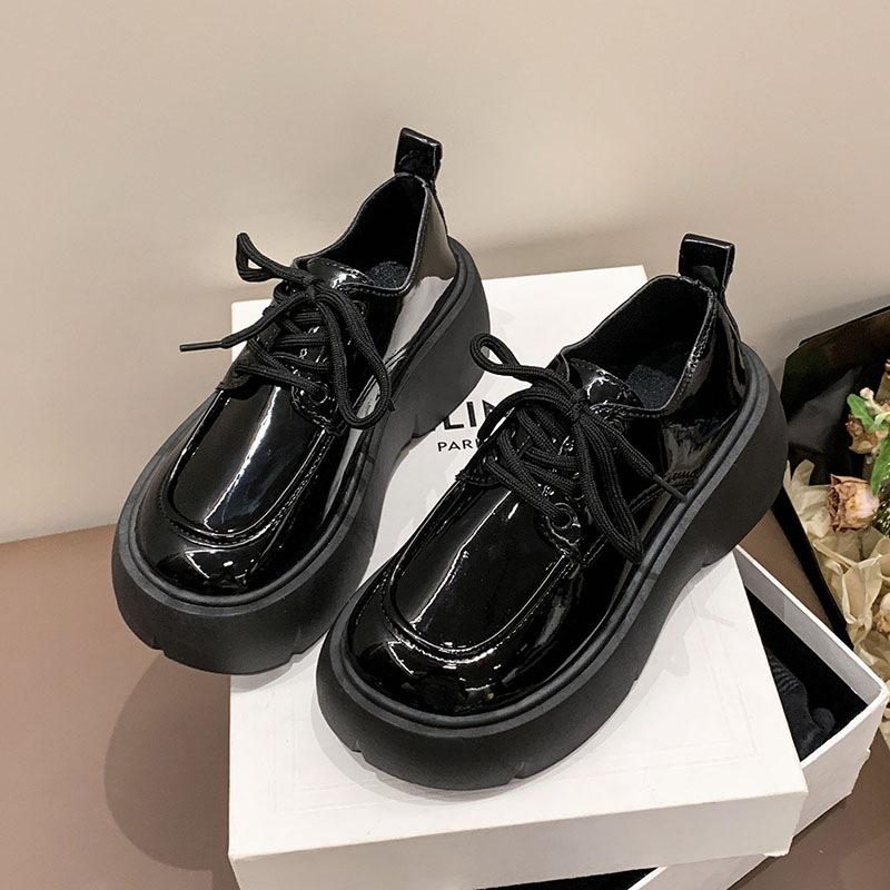 

Туфли на платформе в стиле ретро в британском стиле с круглым носком, увеличивающие рост, женские, весна-осень 2025, новинка, во французском стиле, с юбкой, черные одинарные 40