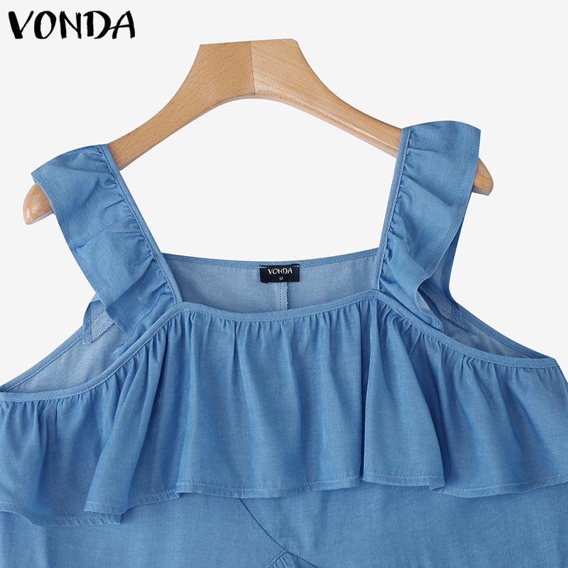 VONDA Femei Vară Bretele Fără Mâneci Straturi Neregulate Volane Maiouri Casual