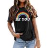 Rainbow Shirt Women Pride Shirt Rainbow Graphic Tees Shirts Letter Print Casual Short Sleeve Tops
