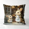 Pieces Cute Rabbits Farmhouse Decor Throw Pillow Cover Pattern Cushion Cover Suitable for Sofa Bedroom Car Pillow Cover